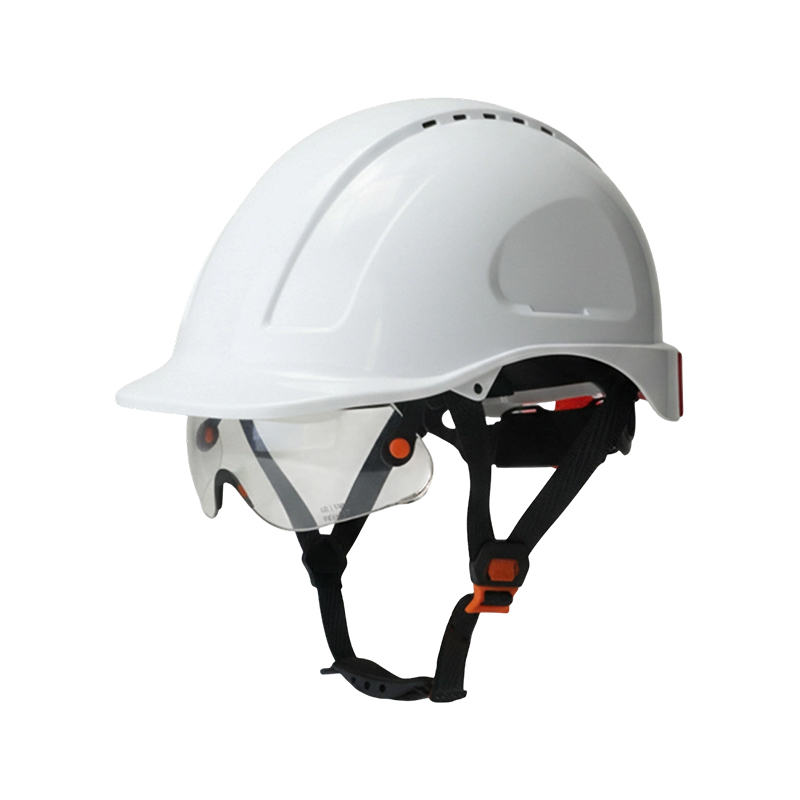 Schutzbrillenhelm mit integriertem einziehbarem Visier