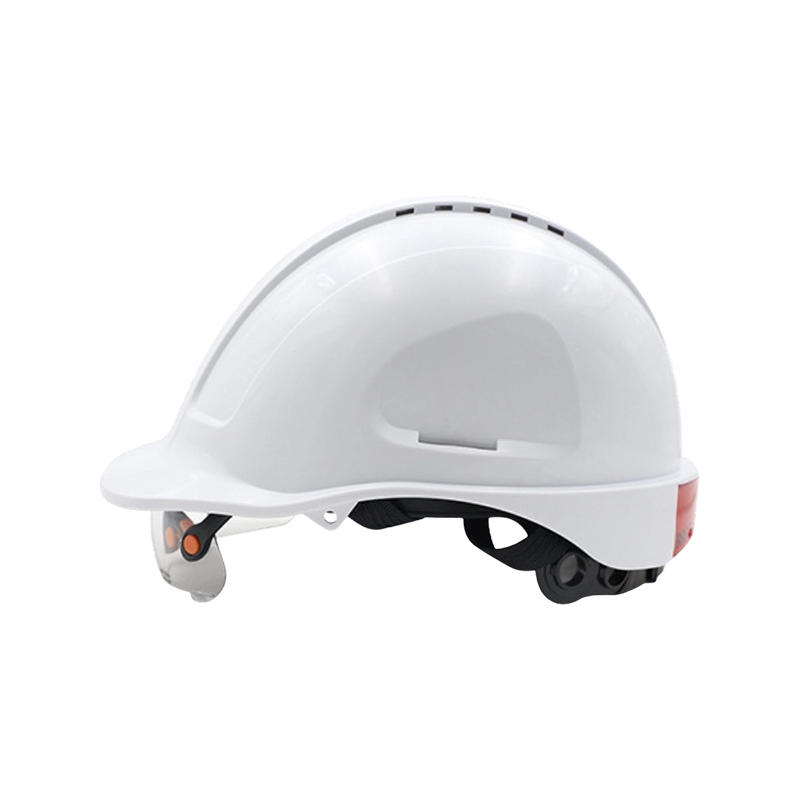 Schutzbrillenhelm mit integriertem einziehbarem Visier