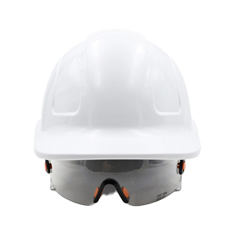 Schutzbrillenhelm mit integriertem einziehbarem Visier