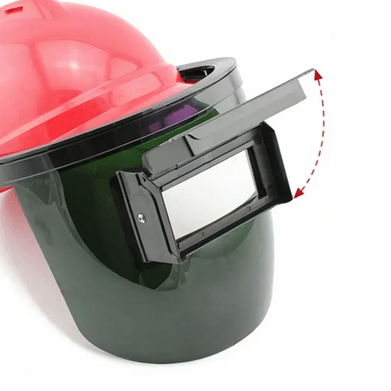 Am Helm montierte, automatisch mattierende Schweißmaske