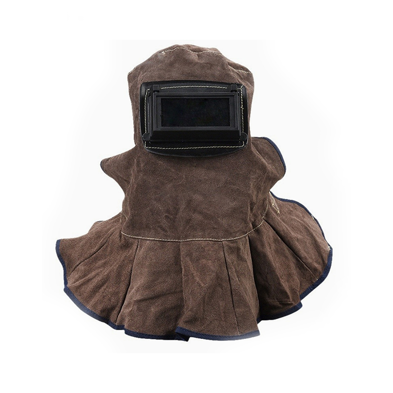 Aufklappbare Schweißhaubenmaske aus kohlenstoffbraunem Rindsleder