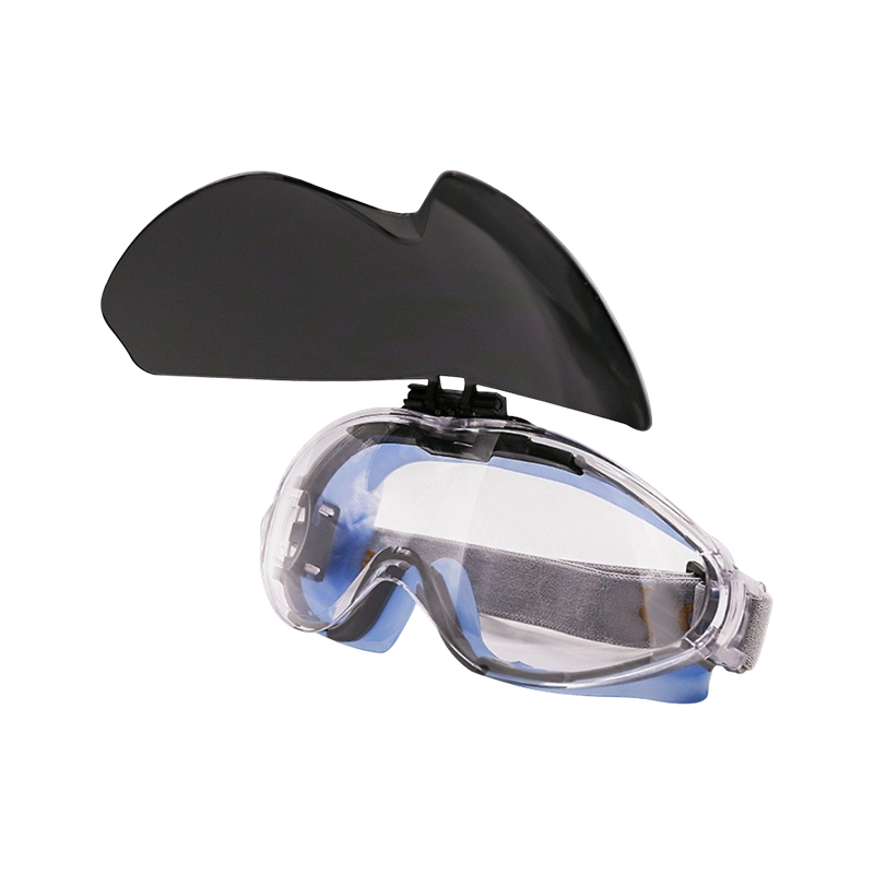 Hochklappbare Antibeschlag-Schutzbrille mit Doppellinse