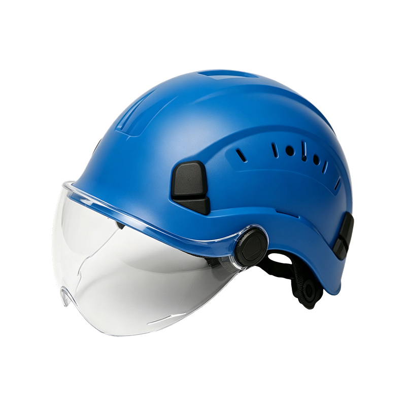 Schutzbrillenhelm mit integriertem einziehbarem Visier