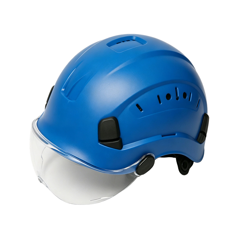 Schutzbrillenhelm mit integriertem einziehbarem Visier