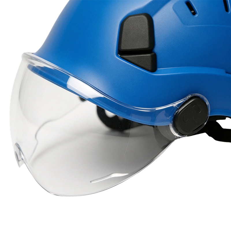 Schutzbrillenhelm mit integriertem einziehbarem Visier