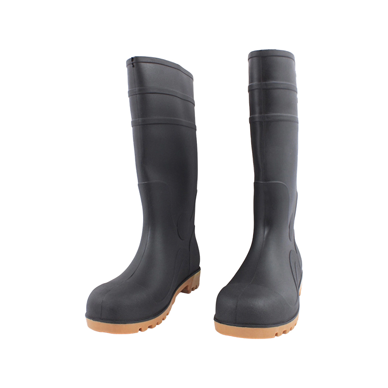 Schwarze PVC-Regenstiefel mit mattierter Stahlkappe Schwarze PVC-Regenstiefel mit mattierter Stahlkappe
