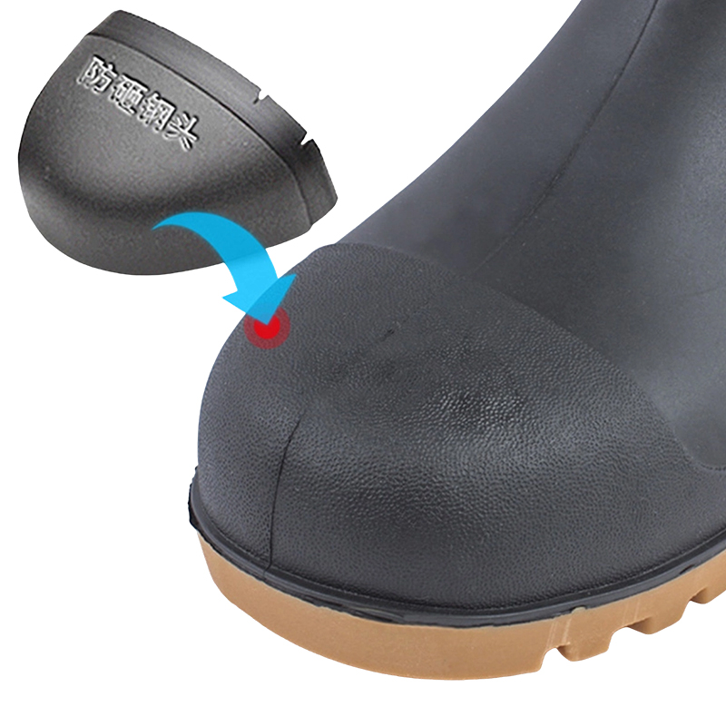 Schwarze PVC-Regenstiefel mit mattierter Stahlkappe