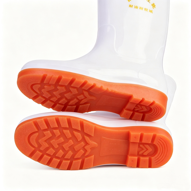 Weiße PVC-Regenstiefel in Lebensmittelqualität