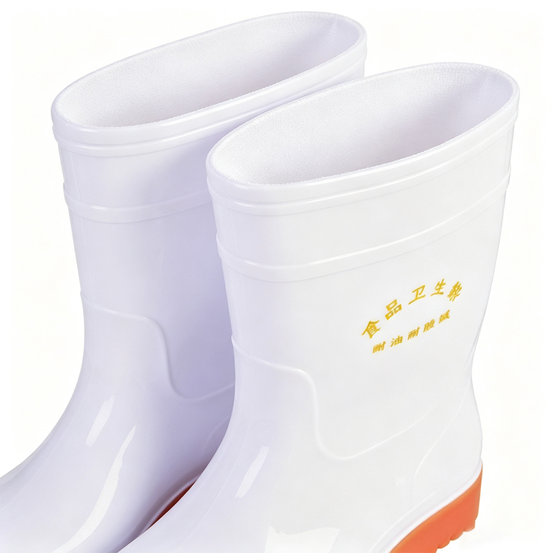 Weiße PVC-Regenstiefel in Lebensmittelqualität