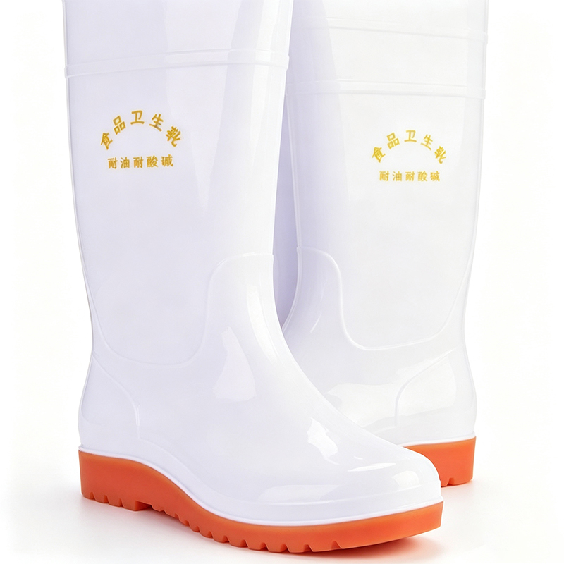 Weiße PVC-Regenstiefel in Lebensmittelqualität