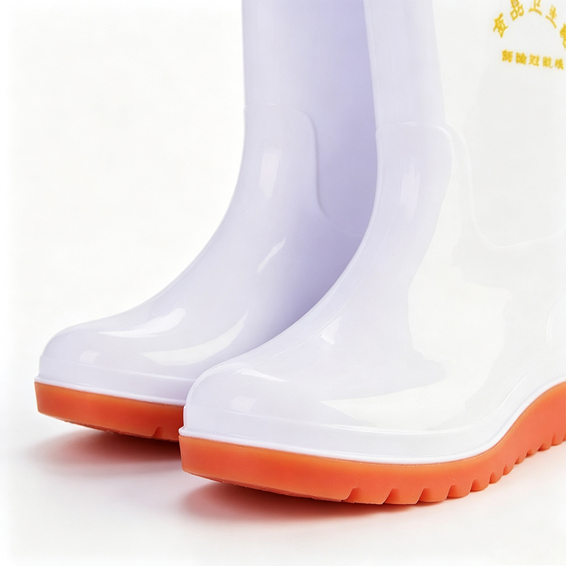 Weiße PVC-Regenstiefel in Lebensmittelqualität
